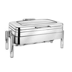 Thumbnail image #1 for Eastern Tabletop Jazz 3995GPL 8 qt Rectangular Stainless Steel Induction Chafer with Hinged Glass Cover