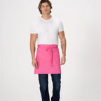Thumbnail image #1 for Chef Works F28 -HOT-0 Half Bistro Apron, 19"L x 27.5"W, Hot Pink, 65/35 Poly/Cotton, 1 Divided Pocket