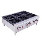 Thumbnail image #1 for Hakka Brothers Corp EasyRose HWS-6 Countertop Gas Hotplate, 6 Burners, Stainless Steel, 180,000 BTU