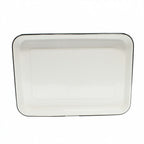 Thumbnail image #2 for TableCraft Products Enamelware 80012 Porcelain Enamel Coated Steel Serving Tray, White with Black Rim, Rectangular, 16 x 11-1/2 in. Case of 6