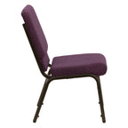 Thumbnail image #2 for Flash Furniture Hercules FD-CH02185-GV-005-GG Stacking Church Chair, Plum Fabric Upholstery, Gold Vein Frame