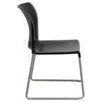 Thumbnail image #2 for Flash Furniture Hercules RUT-238A-BK-GG Contoured Stacking Restaurant Chair, Black Polypropylene Seat and Back, Silver Metal Sled Base