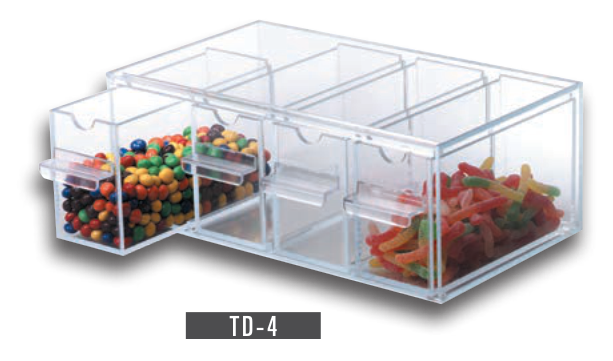 Product image #3 for Dispense-Rite TD-4 4-Section Clear Acrylic Topping Dispenser