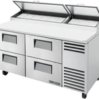 Thumbnail image #6 for True Mfg. - General Foodservice TPP-AT-67D-4-HC 67-Inch 2-Section Pizza Prep Table with 4 Drawers and Self-Contained Refrigeration