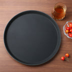 Thumbnail image #2 for New Star Foodservice Inc. 25033 14-Inch Round Black Plastic Non-Slip Serving Tray Case of 12