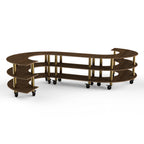 Thumbnail image #1 for Steelite International Mogogo, Modular MGCMSB02WBXW 3-Tier S-Shaped Modular Serving Station, Bengali Mango Wood Laminate, 141-1/2" x 124" x 35"H