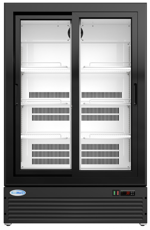 Product image #3 for Koolmore 10 Cu. Ft. Two-Section Glass Door Refrigerated Display Merchandiser with Dual Sliding Doors