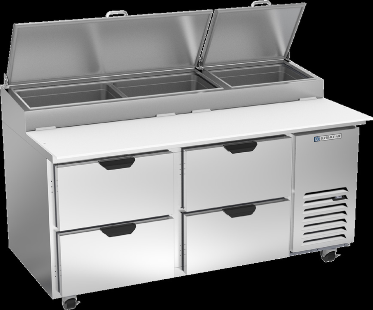 Product image #5 for Beverage-Air 67-Inch Two-Section Pizza Prep Table with 4 Drawers