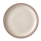Thumbnail image #1 for Vertex China Caravan CRV-16 Vitrified China Plate, 10-1/2", Round, Narrow Rim, Brown Speckled, Double Band 1 Dozen