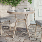 Thumbnail image #2 for Flash Furniture SDA-AD641011-80-BLKWH-LTNAT-GG Round Bistro Table, 31.5" Tempered Glass Top, Light Natural Bamboo-Print Aluminum Frame