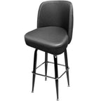 Thumbnail image #1 for Oak Street SL8133 Swivel Bar Stool, Vinyl Upholstered Tufted Back and Bucket Seat, Gloss Black Square Frame, Chrome Footring