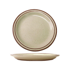 Thumbnail image #1 for International Tableware Granada GR-16 Ceramic Plate, 10-1/2" Round, Narrow Rim, American White with Brown Speckle & Rim 1 Dozen