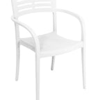 Thumbnail image #1 for Grosfillex Vogue US633096 Indoor/Outdoor Stacking Armchair, Slotted Resin Back, Resin Seat and Frame, Glacier White Case of 16