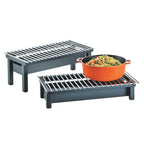 Thumbnail image #1 for Cal-Mil Modern 1348-22-13 Square Chafer Alternative, Stainless Steel Wire Grill, Fuel Cell Rail, Windguard, Black, 22"W x 12"D x 4"H