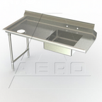 Thumbnail image #1 for AERO Manufacturing Aerospec 2SD-L-60 Soiled Dish Table, 60"W x 30"D x 43"H, Left-to-Right, 14-Gauge 304 Stainless Steel, 10"H Splash
