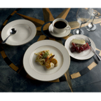 Thumbnail image #2 for International Tableware Florentine FL-16GF Ceramic Plate, 10-Inch Round, American White with Gold Band 1 Dozen