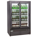Thumbnail image #1 for USR Brands Unity BLU-36SB Glass Door Merchandiser Refrigerator, 10 cu. ft., 2 Sliding Glass Doors, Black, Rear-Mounted Self-Contained