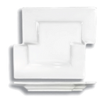 Thumbnail image #1 for International Tableware Elite EL-75 Free-Form Porcelain Puzzle Plate, 8-1/8" x 7-1/8", Wide Rim 1 Dozen