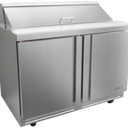 Thumbnail image #1 for Asber Premium APTS 48 12 P 48" 2-Door Stainless Steel Salad & Sandwich Prep Table, 12-Pan Top