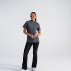 Thumbnail image #1 for Chef Works BCWSZ006-INB-L Women's Blue Poly/Cotton Short-Sleeve Chef Coat, Large