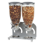 Thumbnail image #1 for Cal-Mil 3510-2-39 Countertop Cereal Dispenser, 2 x 3.5 L Plastic Cylinders, Chrome Metal Stand