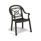 Thumbnail image #1 for Grosfillex Victoria 46214002 Outdoor Resin Stacking Armchair, Contoured Cutout Back, Charcoal Case of 12