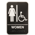 Thumbnail image #1 for AllPoints Foodservice Parts & Supplies 138543 Women/Wheelchair Restroom Sign, 6 x 9 in, Raised Braille, Black with White Letters