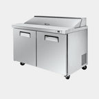 Thumbnail image #1 for Hurakan by Equip.me HKN-SPMT61R2S 2-Door Stainless Steel Mega Top Sandwich/Salad Prep Refrigerator, 61.13 in., Rear-Mounted Self-Contained