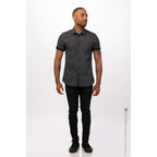 Thumbnail image #1 for Chef Works Charleston SHC07-BLK-3XL Short-Sleeve Cook Shirt, Black, 65/35 Poly/Cotton, Button Front, 3XL