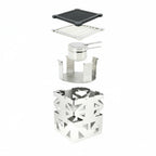 Thumbnail image #2 for Eastern Tabletop Lexus 1742 Connecting Buffet Riser Stand, Ridge Design, Square, 18/10 Stainless Steel, Grate Top, 8"W x 8"D x 10"H