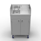 Thumbnail image #1 for Winholt Equipment STCT-BHD2436PUMP-KG Mobile Stainless Steel Hand Sink, 1-Compartment, 10 x 14 x 6 in Bowl, Backsplash