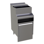 Thumbnail image #1 for Glastender, Inc. Elevation E-IB-18 Underbar Ice Bin, 18W x 24D, 50 lb Capacity, 10-1/2" Deep Liner, Sliding Cover, Speed Rail