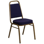 Thumbnail image #1 for Flash Furniture Hercules FD-BHF-1-ALLGOLD-0849-NVY-GG Stacking Banquet Chair, Navy Blue Patterned Vinyl Upholstery, Gold Frame