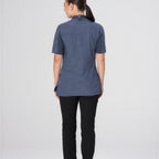 Thumbnail image #2 for Chef Works CBN02W-AFB-XL Women's Blue Short Sleeve Chef Coat, XL, Poly/Cotton