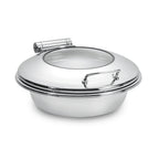 Thumbnail image #1 for Eastern Tabletop Park Avenue 3918GB 6 qt Round Stainless Steel Induction Chafing Dish with Hinged Glass Dome Lid