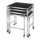 Thumbnail image #1 for Eastern Tabletop ST1850W 4-Piece Connected Nesting Banquet Table Set, Square Laminate Tops, Stainless Steel Frame, 58"W Max