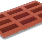 Thumbnail image #1 for JB Prince Pavoni M511 N Silicone Baking Mold, 9-Cavity Tapered Loaf, Orange, Nonstick
