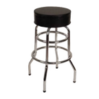 Thumbnail image #1 for ATSMFG ATS AT&S-SR-2-UNA MFG Backless Swivel Bar Stool with Round Black Vinyl Upholstered Seat and Double-Ring Chrome-Plated Steel Base