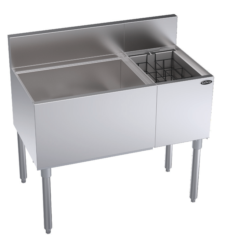 Product image #5 for Krowne Royal Series 36-Inch Underbar Combination Ice Bin with Left 24-Inch Ice Bin, Right 12-Inch Bottle Storage, and 10-Circuit Cold Plate