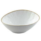 Thumbnail image #1 for TableCraft Products 10966 Freeform Melamine Bowl, 30 oz, White Stone Pattern with Beige Rim Case of 6