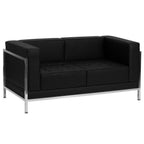 Thumbnail image #1 for Flash Furniture Hercules - Imagination ZB-IMAG-LS-GG Modular Black LeatherSoft Loveseat with Tufted Seat and Stainless Steel Legs