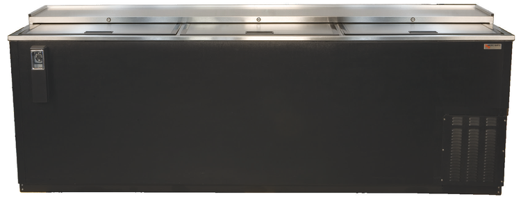 Product image #5 for Pro-Line 80-Inch Black Flat Top Deep Well Horizontal Bottle Cooler with 3 Sliding Doors