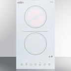 Thumbnail image #6 for Summit Commercial CR2B15T2W 2-Burner Built-In Radiant Electric Cooktop with White Ceramic Glass and Digital Touch Controls
