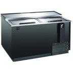 Thumbnail image #1 for SABA SBC-65B Two-Section Horizontal Bottle Cooler, 64-1/2" W, Sliding Lids, Digital Temperature Control, Black Exterior