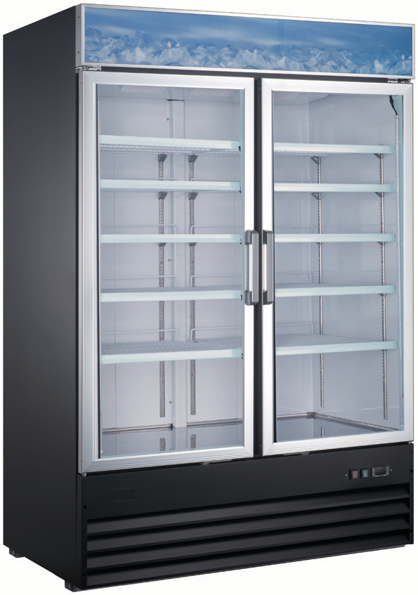 Product image #2 for Black Diamond 2-Section Refrigerated Glass Door Merchandiser, 45 Cu. Ft., Black, Bottom-Mount Self-Contained