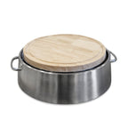 Thumbnail image #1 for Eastern Tabletop 9666 Round Carving Station, Stainless Steel Unheated Base, Wood Cutting Surface, Gravy Lane, 24"D x 7"H