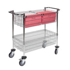 Thumbnail image #1 for Tarrison Products Ltd. TS-MDC1836C2 Mail Delivery Cart, 36"W x 18"D x 38"H, 2 Wire Basket Shelves, Chrome Finish