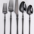 Thumbnail image #1 for Kadra Kitchenware Vikko Dine VF-35-IB-SET-W 20-Piece Flatware Set, Service for 4, Black Mirror Finish, 18/10 Stainless Steel Case of 6