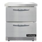 Thumbnail image #2 for Continental Refrigerator SW27N-FB-D 27" 1-Section Worktop Refrigerator with 2 Drawers and Stainless Steel Flat Top