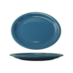 Thumbnail image #1 for International Tableware Cancun CAN-12-LB Ceramic Oval Platter, 9-3/4" x 7-1/2", Narrow Rim, Rolled Edge, Light Blue Case of 2 Dozen
